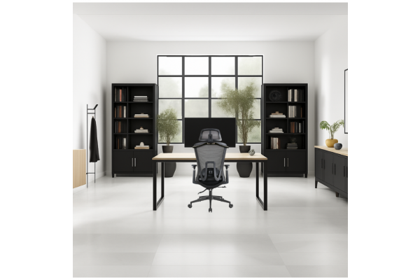 Fotel biurowy K24 PROBALANCE CZARNY zgodny z normami BHP z wieszakiem, pełna regulacja